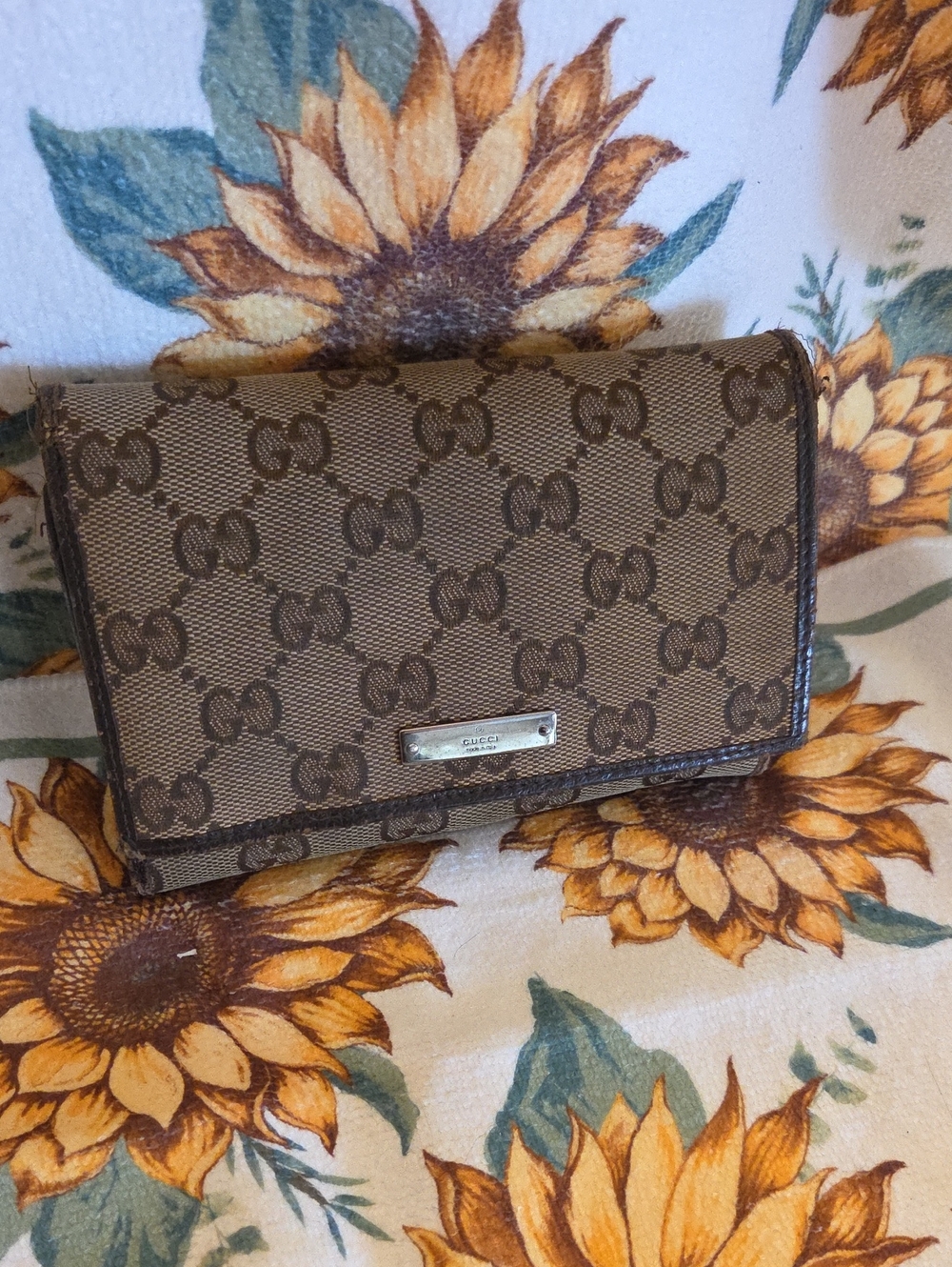 Gucci Brown GG Monogram Card Holder Wallet